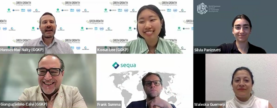Six people on screen in virtual webinar