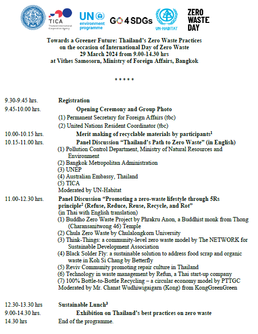 Thailand zero waste day agenda