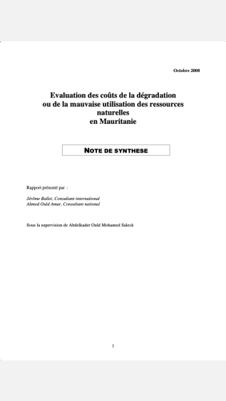 PEI-55_Evaluation des couts_Mauritanie_NoteDeSynthese-COVER