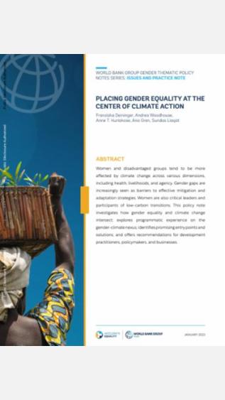 Placing Gender Equality at the Center of Climate Action_World Bank Group