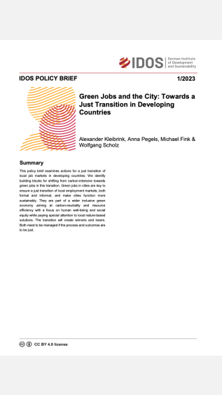 GREEN JOBS AND THE CITY_TOWARDS A JUST TRANSITION IN DEVELOPING COUNTRIES_IDOS.