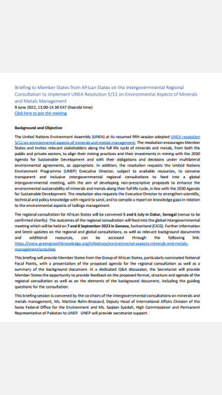 Agenda for virtual Briefing for African Member States