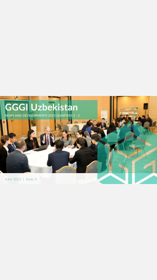 Newsletter cover photo: people having discussions