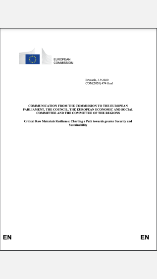 Critical Raw Materials Resilience: Charting a Path towards greater Security and Sustainabili