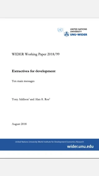 Extractives for development: Ten main messages