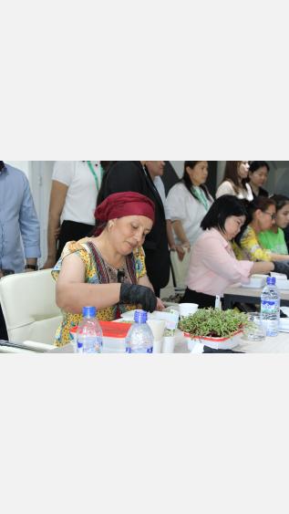 A woman on the microgreens training