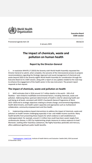The impact of chemicals, waste and pollution on human health