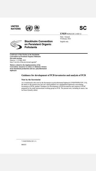 Guidance for development of PCB inventories and analysis of PCB