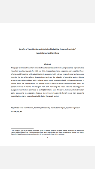 Benefits of Electrification and the Role of Reliability_Evidence from India