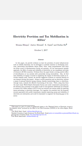 Blimpo_Electricity Provision and Tax Mobilization in Africa