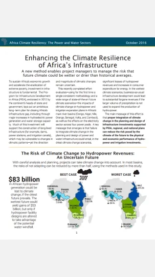 Enhancing the Climate Resilience of Africas Infrastructure