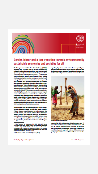 Gender, labour and a just transition towards environmentally sustainable economies and societies for all