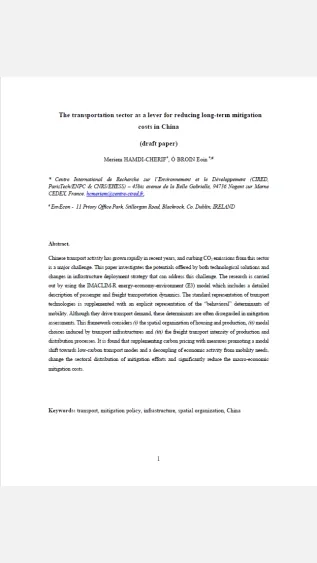 The Transportation Sector as a Lever for Reducing Long-term Mitigation Costs in China