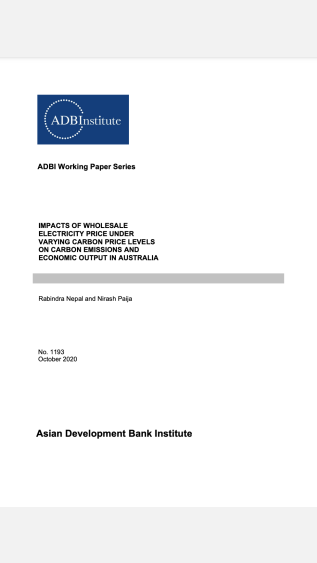 Impacts of Wholesale Electricity Price under Varying Carbon Price Levels on Carbon Emissions and Economic Output in Australia.png