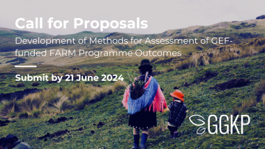 Woman and boy walking over and towards mountains. Call for Proposals: Development of Methods for Assessment of GEF-funded FARM Programme Outcomes | Submit by 10 June 2024 | GGKP