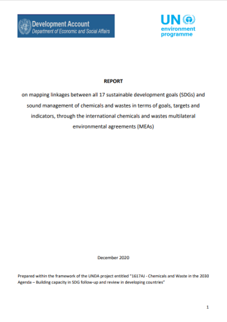 Report on mapping linkages between all 17 SDGs and sound management of chemicals and wastes