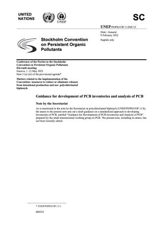 Guidance for development of PCB inventories and analysis of PCB