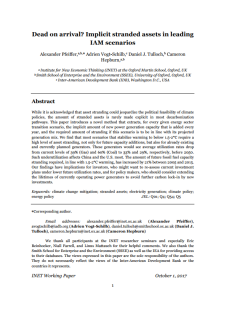 Dead on arrival? Implicit stranded assets in leading IAM scenarios