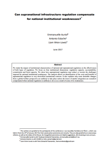 Auriol_Can supranational infrastructure regulation compensate for national institutional weaknesses