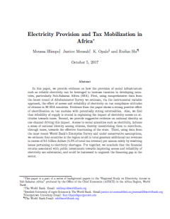 Blimpo_Electricity Provision and Tax Mobilization in Africa