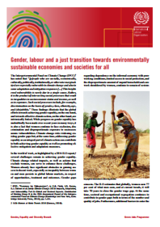 Gender, labour and a just transition towards environmentally sustainable economies and societies for all