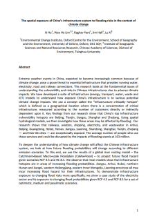 Hu_The spatial exposure of China's infrastructure system to flooding risks in the context of climate change