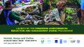 Event graphic featuring event title, time, and location with the image of a woman at a food market on the left and the image of a woman, child, and men crouching in a field on the right 